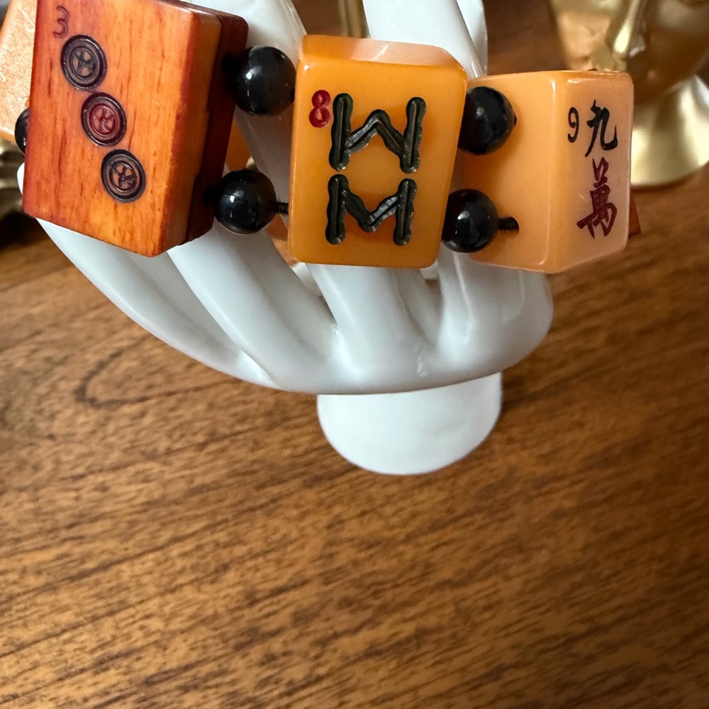 Amber Mahjong Tile Bracelet